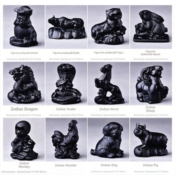 Sculptură animal zodiac din obsidian natural, formă de animal, claritate VVS