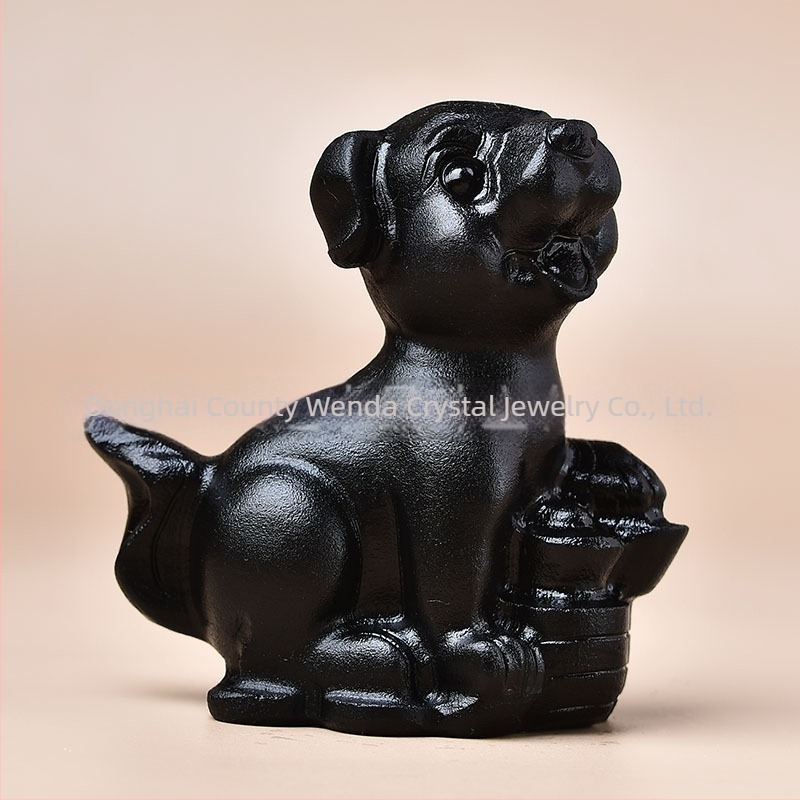 Sculptură animal zodiac din obsidian natural, formă de animal, claritate VVS
