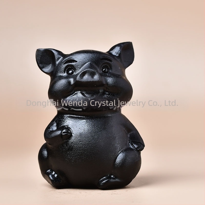 Sculptură animal zodiac din obsidian natural, formă de animal, claritate VVS