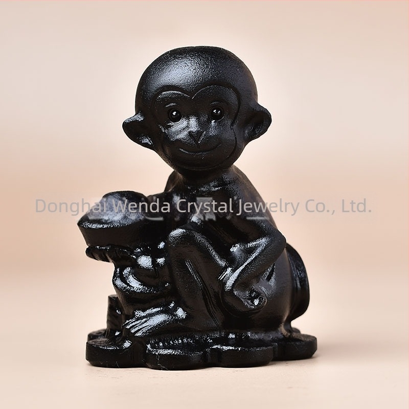 Sculptură animal zodiac din obsidian natural, formă de animal, claritate VVS