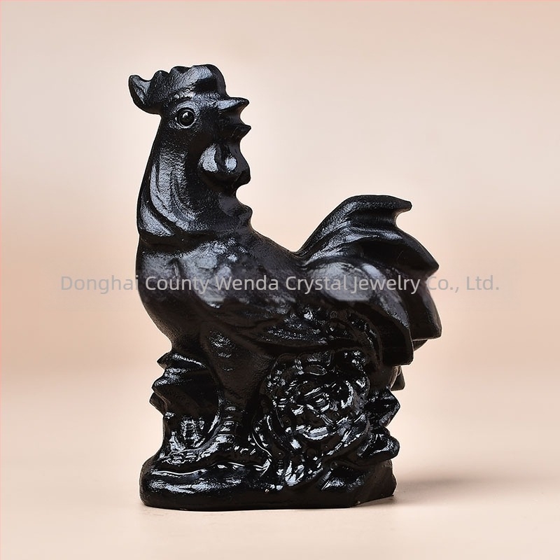 Sculptură animal zodiac din obsidian natural, formă de animal, claritate VVS