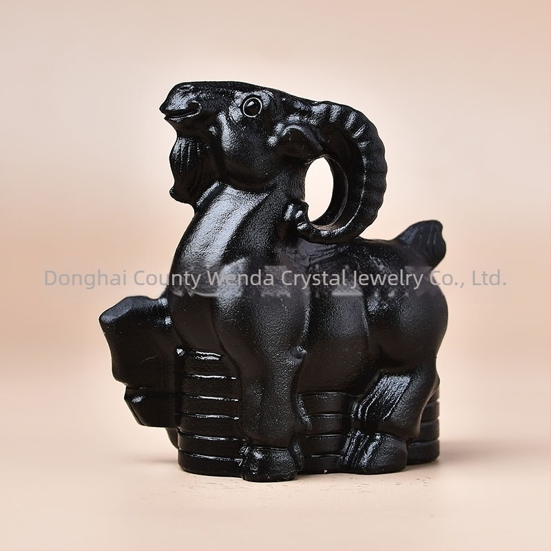 Sculptură animal zodiac din obsidian natural, formă de animal, claritate VVS