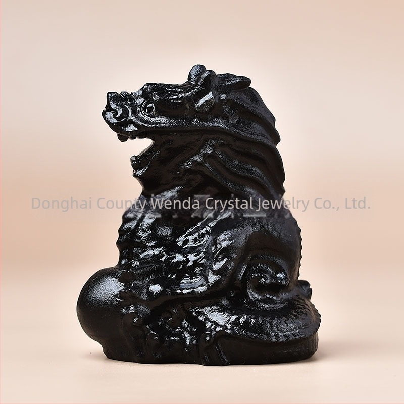 Sculptură animal zodiac din obsidian natural, formă de animal, claritate VVS