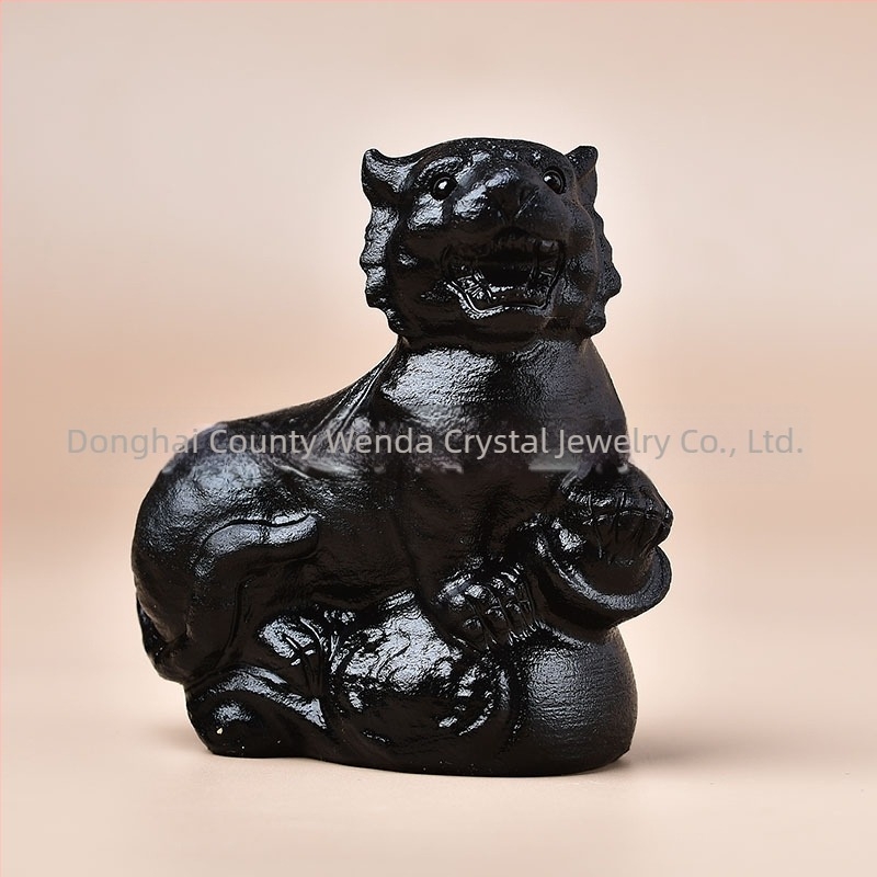 Sculptură animal zodiac din obsidian natural, formă de animal, claritate VVS