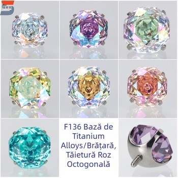 Tusmao cercei din aliaj de titan – Zircon octagonal, încrustări cu diamante, geometric, unisex