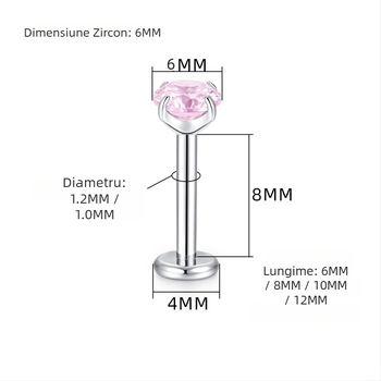 Tusmao cercei din aliaj de titan – Zircon octagonal, încrustări cu diamante, geometric, unisex