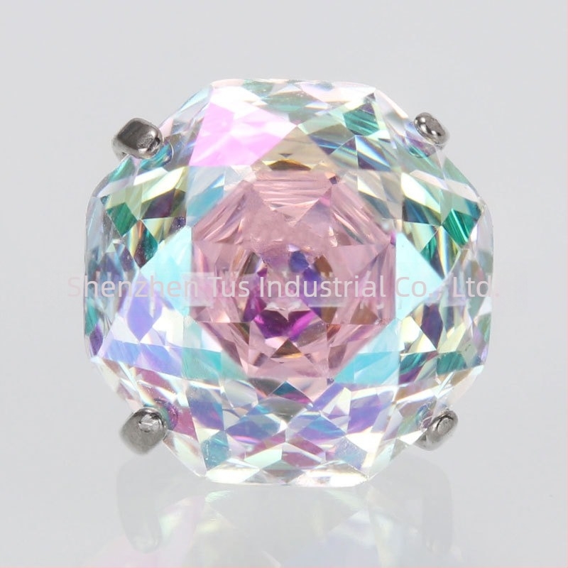 Tusmao cercei din aliaj de titan – Zircon octagonal, încrustări cu diamante, geometric, unisex