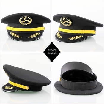 Șapcă bărbătească din bumbac satinat, brodată, cu vârf plat și vizieră lată