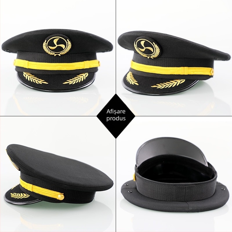 Șapcă bărbătească din bumbac satinat, brodată, cu vârf plat și vizieră lată