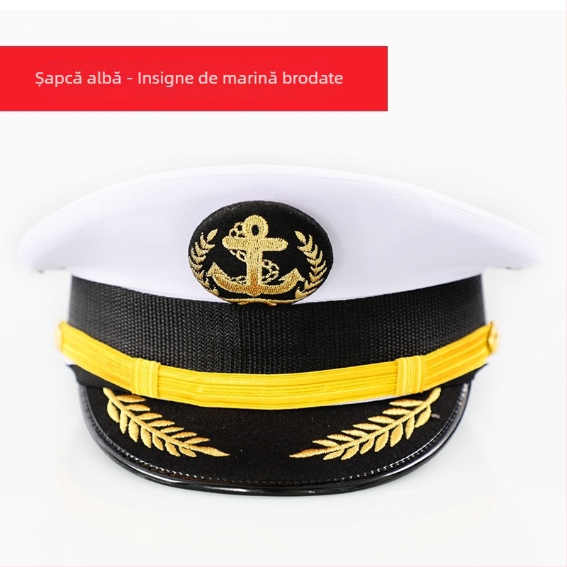 Șapcă bărbătească din bumbac satinat, brodată, cu vârf plat și vizieră lată