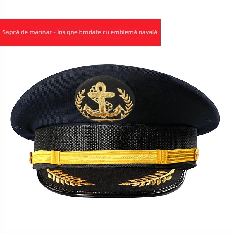 Șapcă bărbătească din bumbac satinat, brodată, cu vârf plat și vizieră lată