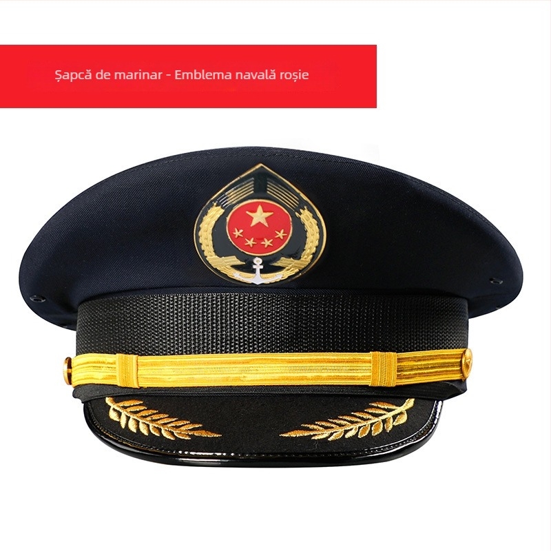 Șapcă bărbătească din bumbac satinat, brodată, cu vârf plat și vizieră lată