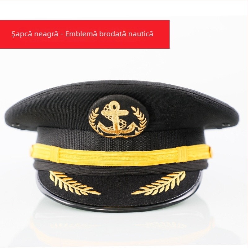 Șapcă bărbătească din bumbac satinat, brodată, cu vârf plat și vizieră lată