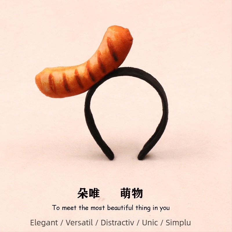 Clamă de păr cu motive alimentare plușate - hot dog, pâine, varză, fructe și legume pentru copii (Primăvara 2023)