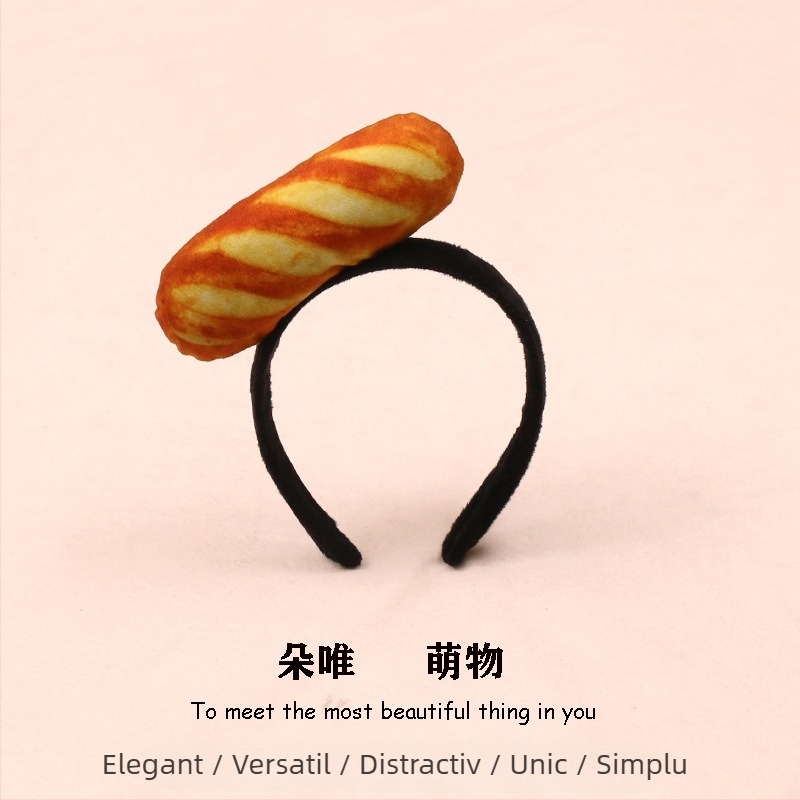 Clamă de păr cu motive alimentare plușate - hot dog, pâine, varză, fructe și legume pentru copii (Primăvara 2023)