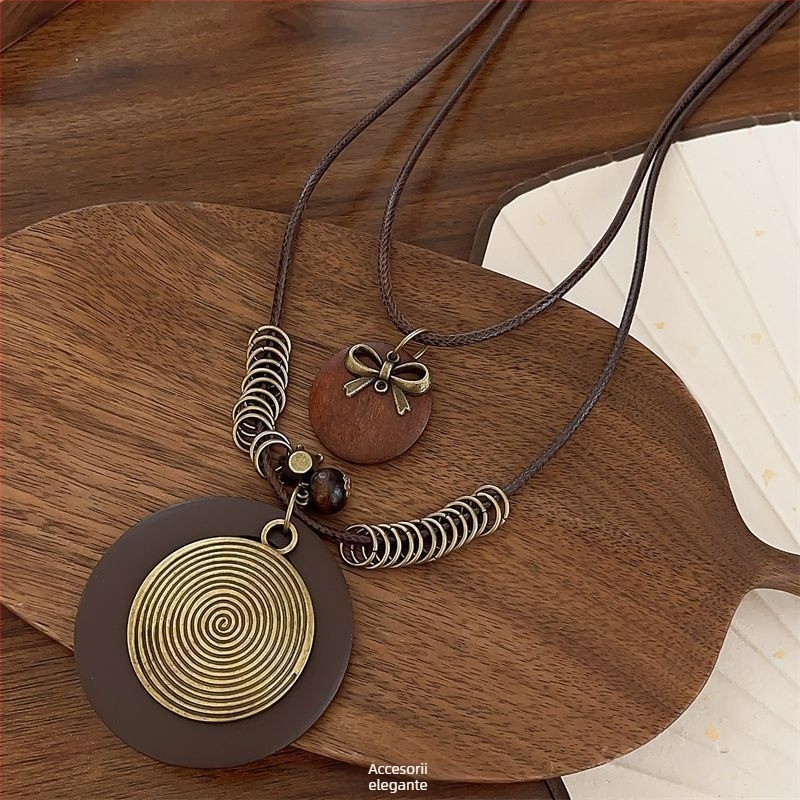 Colier lung pentru femei, pandant geometric, stil coreean, aliaj de zinc, primăvara 2025