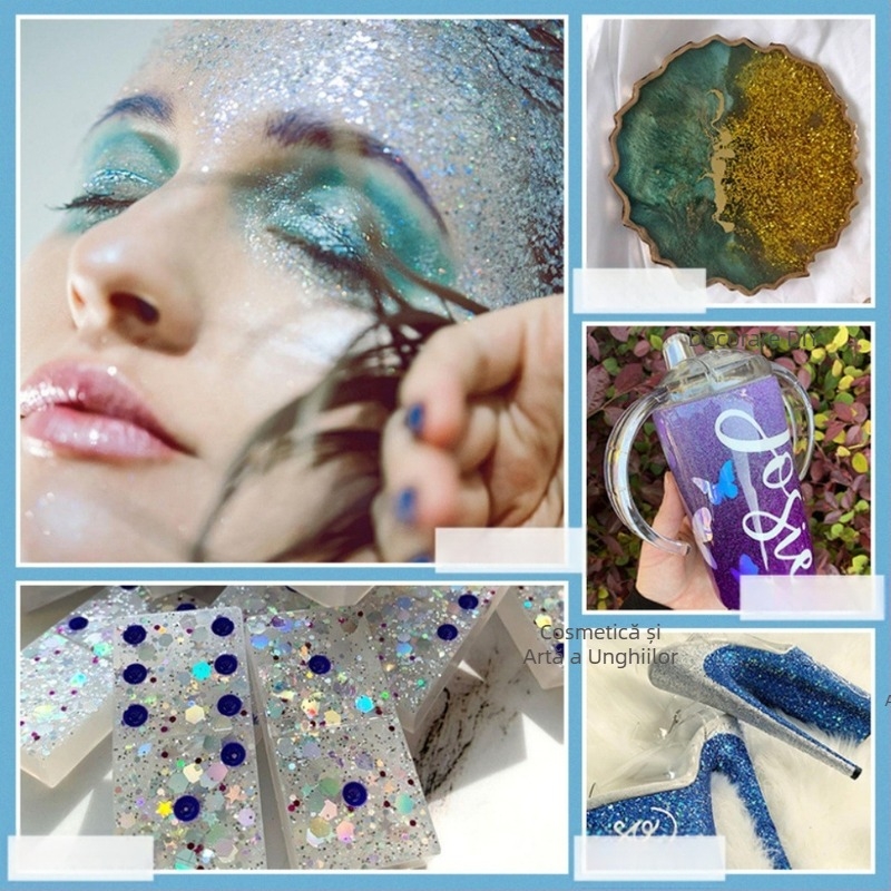 Sticlă de 50 g cu paiete glitter pentru unghii, stil koreean, culori irizate, decor DIY pentru unghii