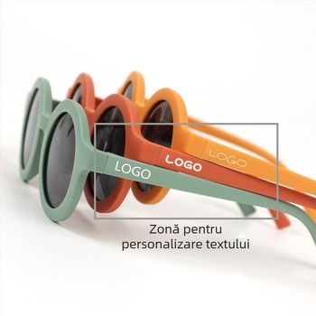 Ochelari de soare pentru copii, ramă circulară din silicon, protecție UV400, lentile TAC polarizate, ramă cu cadru complet, material ramă: TPEE
