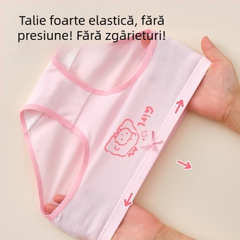 Chiloți pentru fetițe din bumbac, Clasă A, 6-12 ani, talie medie, confortabili, fără strângere