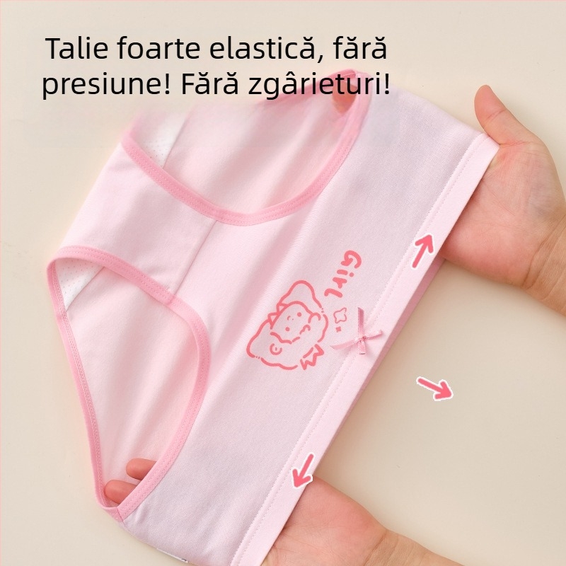 Chiloți pentru fetițe din bumbac, Clasă A, 6-12 ani, talie medie, confortabili, fără strângere