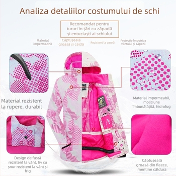 Phibee costum de schi pentru copii – impermeabil, rezistent la vânt, respirabil, căptușit cu polar fleece și izolație Space Cotton