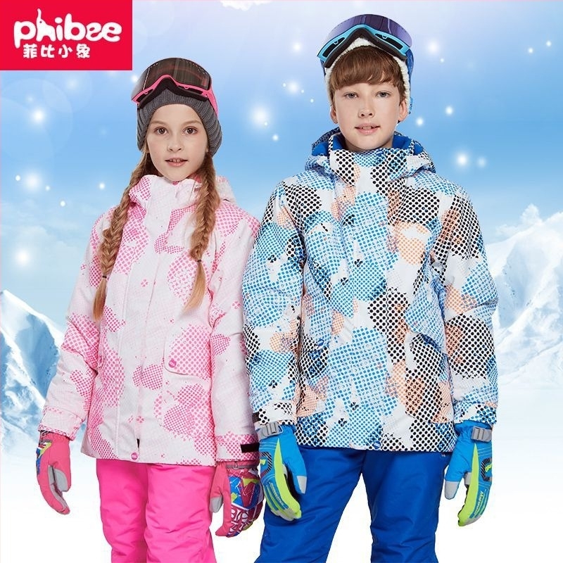 Phibee costum de schi pentru copii – impermeabil, rezistent la vânt, respirabil, căptușit cu polar fleece și izolație Space Cotton