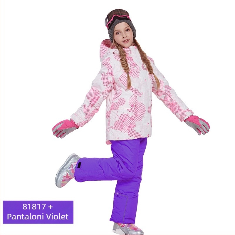 Phibee costum de schi pentru copii – impermeabil, rezistent la vânt, respirabil, căptușit cu polar fleece și izolație Space Cotton