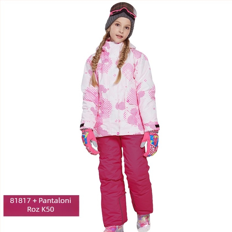 Phibee costum de schi pentru copii – impermeabil, rezistent la vânt, respirabil, căptușit cu polar fleece și izolație Space Cotton