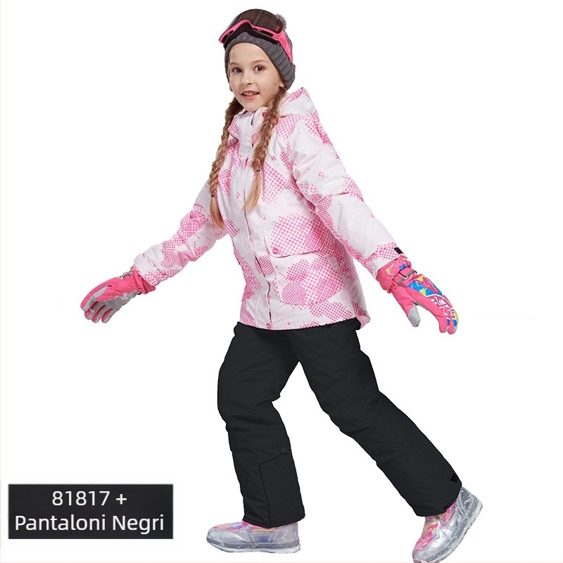 Phibee costum de schi pentru copii – impermeabil, rezistent la vânt, respirabil, căptușit cu polar fleece și izolație Space Cotton