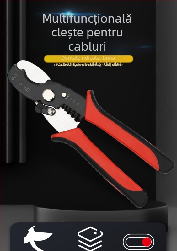 Clește multifuncțional pentru crimparea cablurilor, oțel mangan, pentru electricieni, duritate înaltă, tip clește