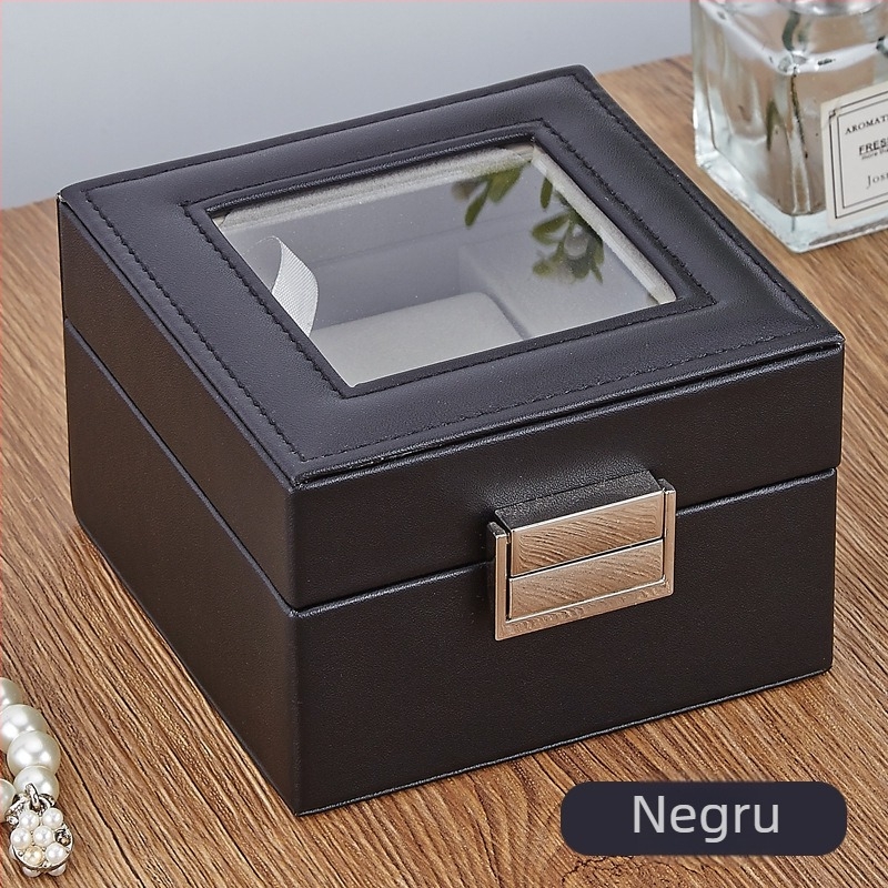 Cutie din piele pentru ceasuri, cu un compartiment și capac transparent pentru afișare, pentru uz casnic, greutate 246 g