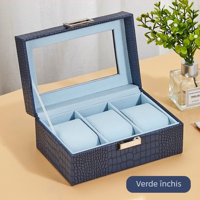 Cutie din piele pentru ceasuri, cu un compartiment și capac transparent pentru afișare, pentru uz casnic, greutate 246 g