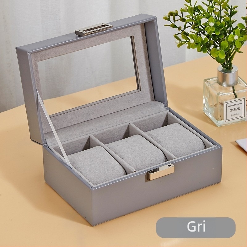 Cutie din piele pentru ceasuri, cu un compartiment și capac transparent pentru afișare, pentru uz casnic, greutate 246 g