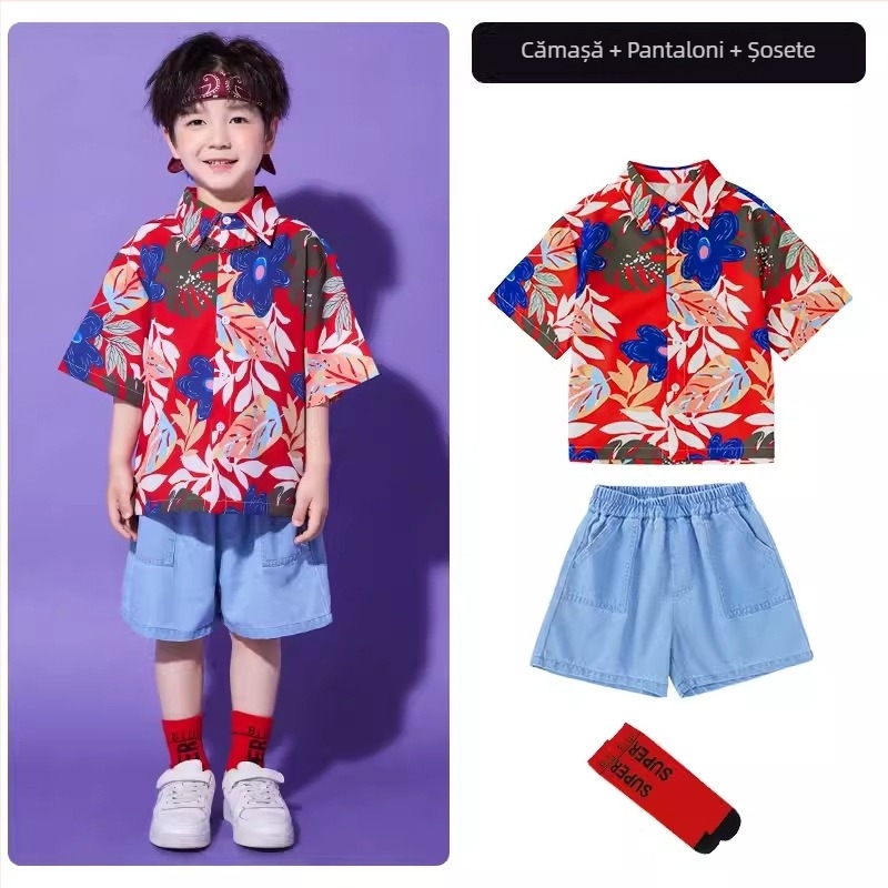 Costum de reprezentație pentru copii hip-hop, unisex, bumbac 65%, vara 2024, potrivit pentru copii de 8 ani sau mai mari