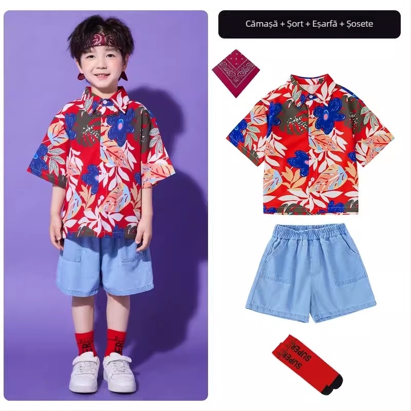 Costum de reprezentație pentru copii hip-hop, unisex, bumbac 65%, vara 2024, potrivit pentru copii de 8 ani sau mai mari