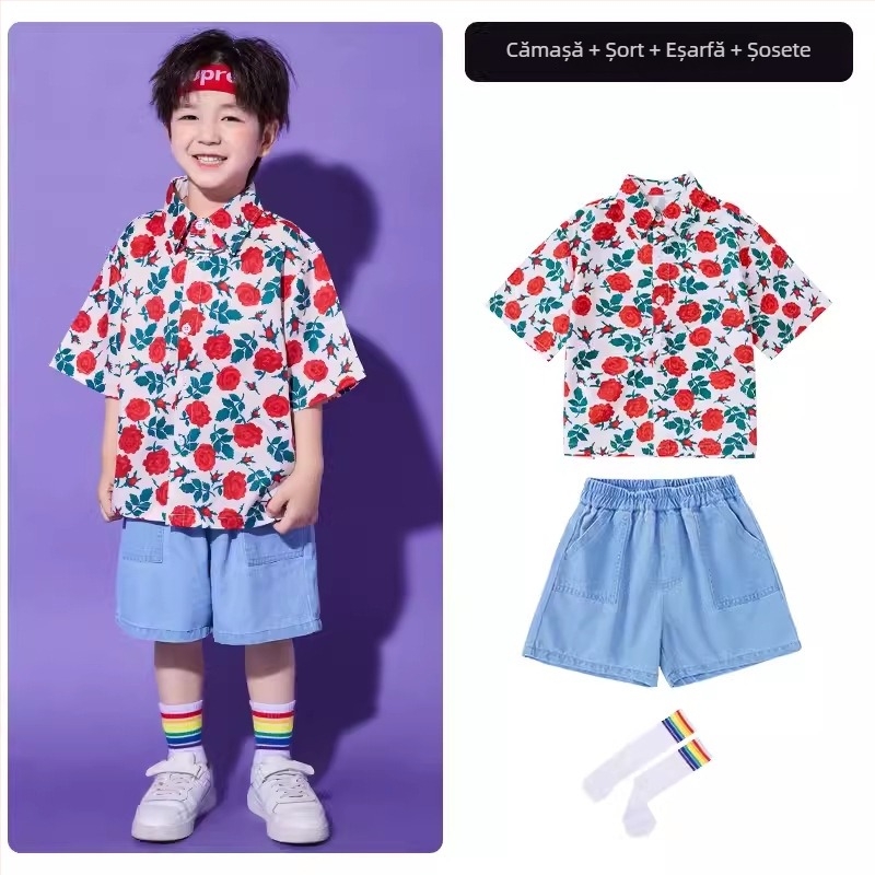 Costum de reprezentație pentru copii hip-hop, unisex, bumbac 65%, vara 2024, potrivit pentru copii de 8 ani sau mai mari