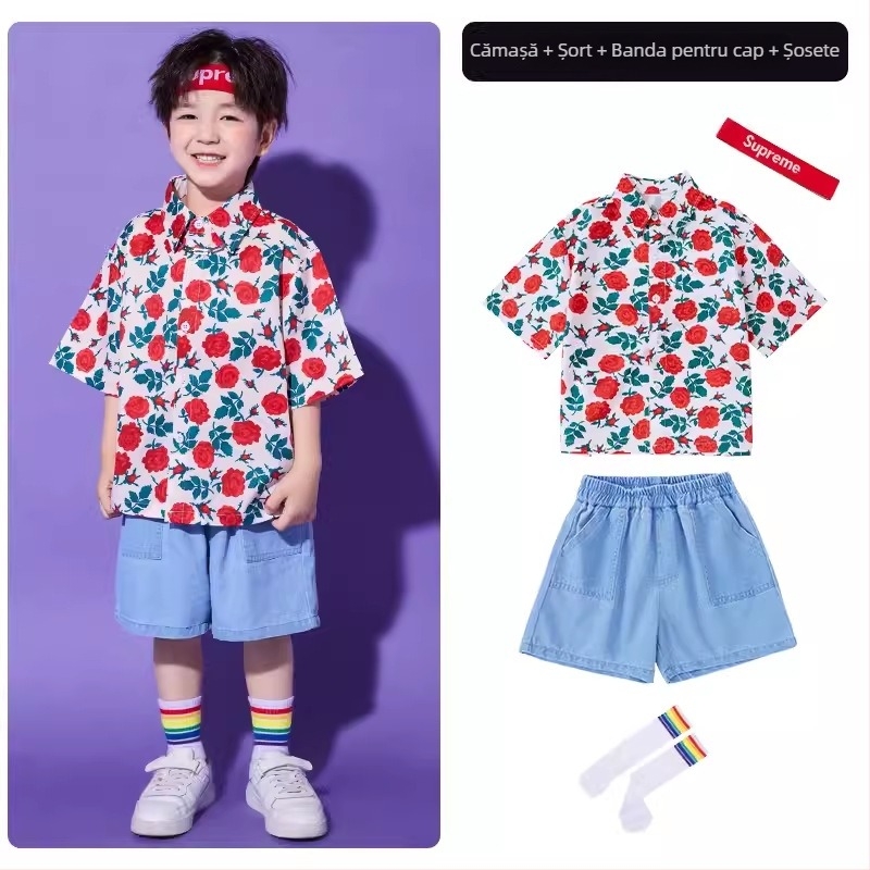 Costum de reprezentație pentru copii hip-hop, unisex, bumbac 65%, vara 2024, potrivit pentru copii de 8 ani sau mai mari