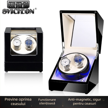 Cutie de învârtire pentru ceasuri automate mecanice | Model SVC2000, MDF finisaj piano, șlefuire și polish manual