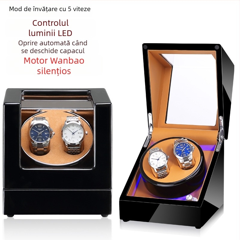 Cutie de învârtire pentru ceasuri automate mecanice | Model SVC2000, MDF finisaj piano, șlefuire și polish manual