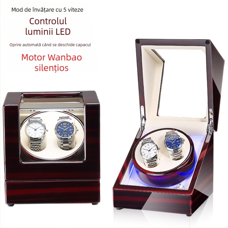 Cutie de învârtire pentru ceasuri automate mecanice | Model SVC2000, MDF finisaj piano, șlefuire și polish manual