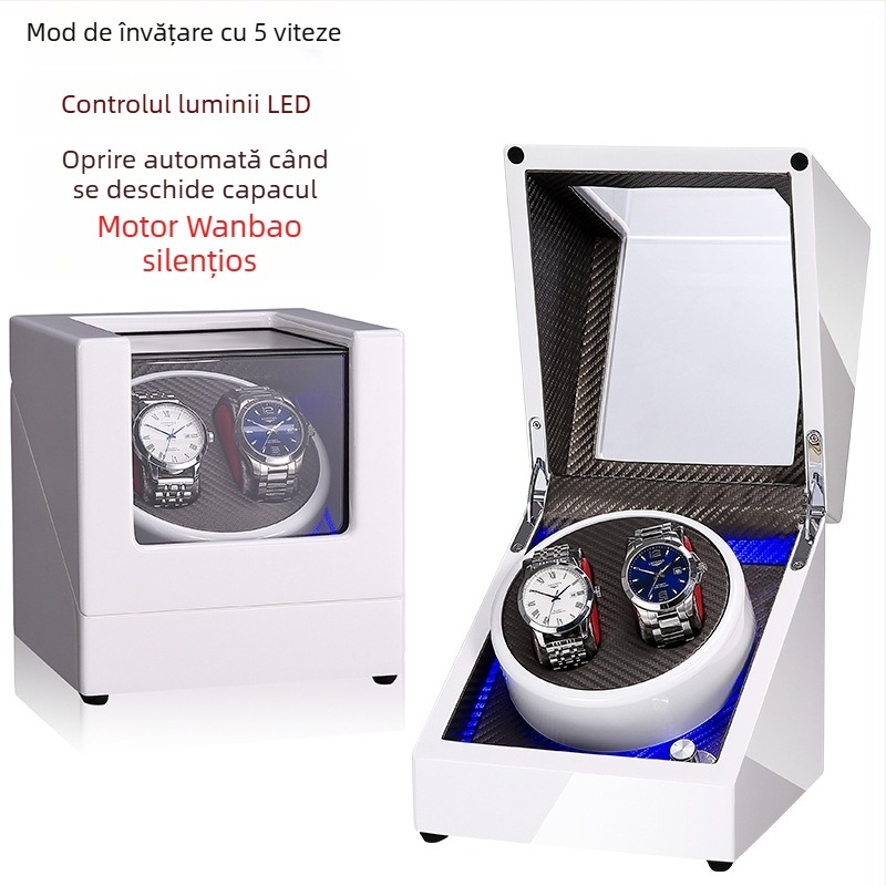 Cutie de învârtire pentru ceasuri automate mecanice | Model SVC2000, MDF finisaj piano, șlefuire și polish manual