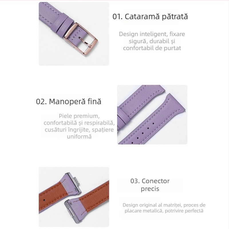 Curea de ceas pentru Huawei Fit4/Pro, compatibilă cu catarama FIT1/2/3, unisex, din piele naturală