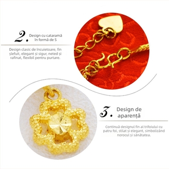 Brățară de gleznă - dublu strat din alamă placată cu aur 24k, clopoței și mărgele, pentru femei