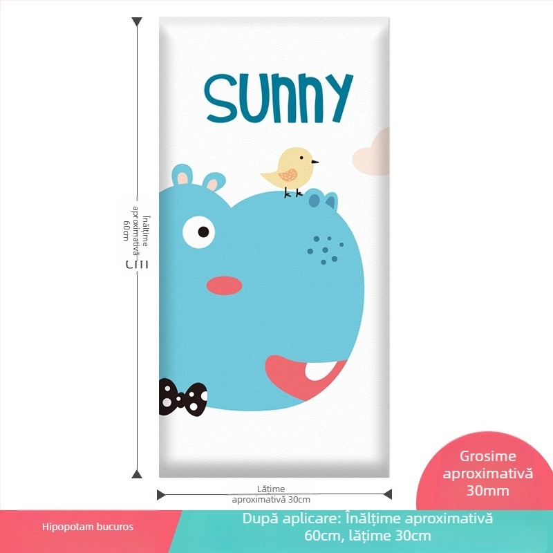 Protector de perete 3D cu design desen animat, autocolant, din piele artificială, pentru dormitor, birou și intrare