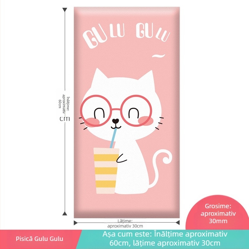 Protector de perete 3D cu design desen animat, autocolant, din piele artificială, pentru dormitor, birou și intrare