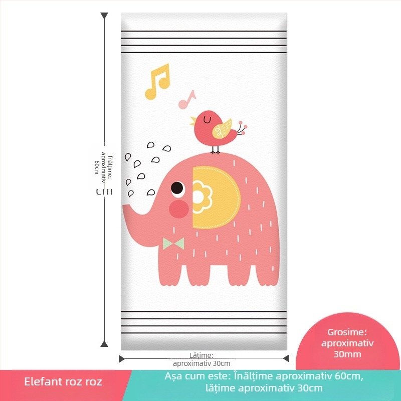 Protector de perete 3D cu design desen animat, autocolant, din piele artificială, pentru dormitor, birou și intrare