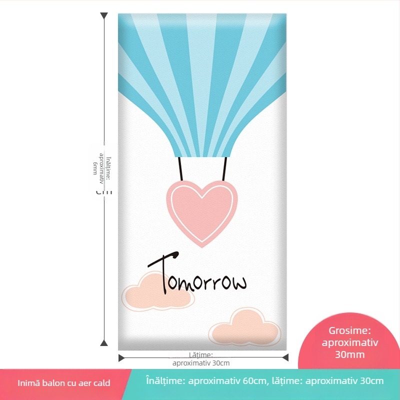 Protector de perete 3D cu design desen animat, autocolant, din piele artificială, pentru dormitor, birou și intrare