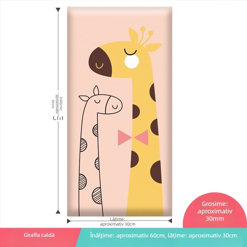 Protector de perete 3D cu design desen animat, autocolant, din piele artificială, pentru dormitor, birou și intrare