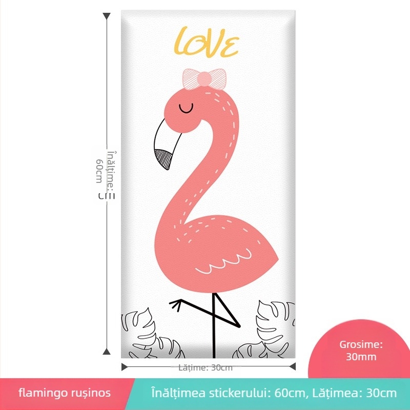 Protector de perete 3D cu design desen animat, autocolant, din piele artificială, pentru dormitor, birou și intrare