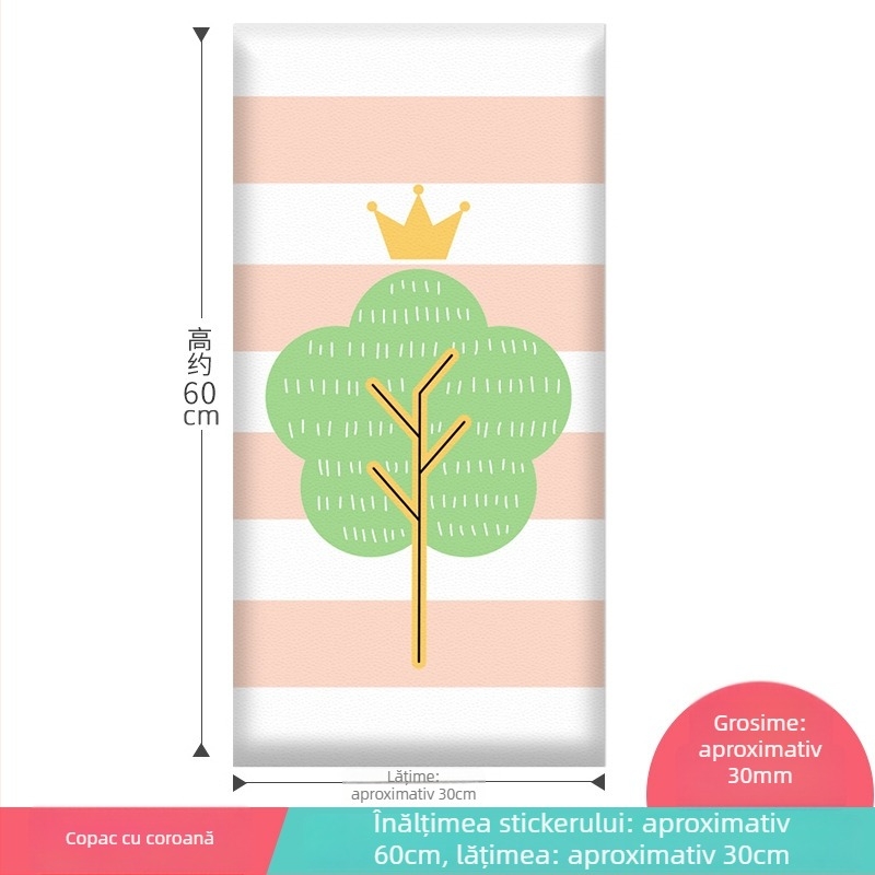 Protector de perete 3D cu design desen animat, autocolant, din piele artificială, pentru dormitor, birou și intrare